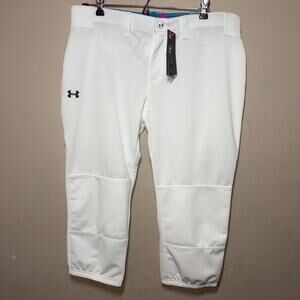Under Armour Womens HeatGear Softball Pants Large White NWT 1242352 Knee Padding
